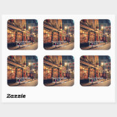 Vrolijk kerstfeest Vintage Londen Vierkante Sticker (Vel)