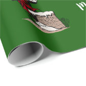 Vrolijk Kerstfeest Vintage Santa Custom Name Cadeaupapier (Rol Hoek)