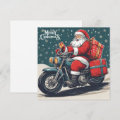 Vrolijk kerstfeest Vintage Santa op Motorcycle Feestdagenkaart (Voorkant / Achterkant)