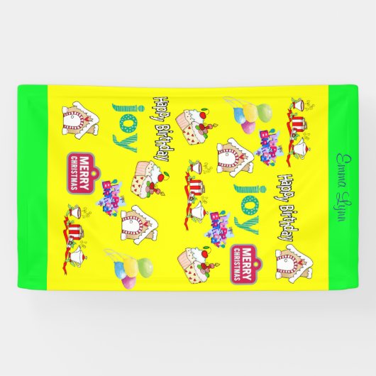 Vrolijk kerstfeest Vinyl Happy Birthday Spandoek (Horizontaal)