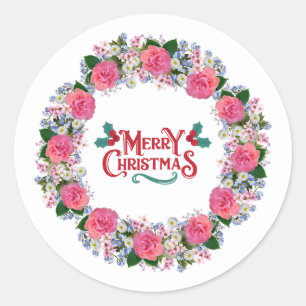 Vrolijk kerstfeest visitekaartje ronde sticker