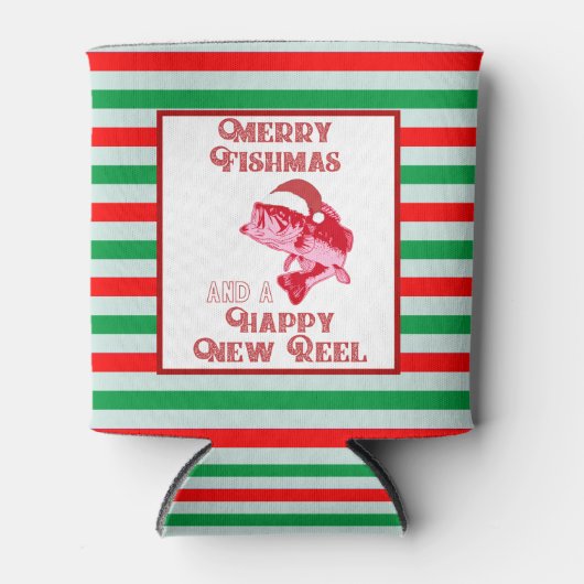 Vrolijk Kerstfeest Visma Vakantie Vist Bier Blikjeskoeler (Voorkant)