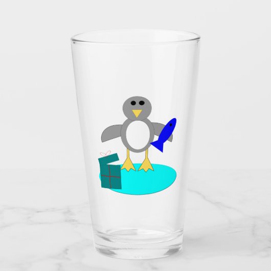 Vrolijk kerstfeest Vissen Penguin Glas (Voorkant)