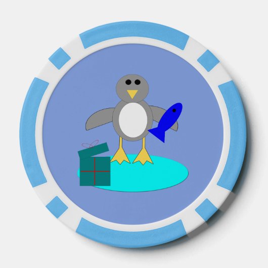 Vrolijk kerstfeest Vissen Penguin Poker Chips (Achterkant)