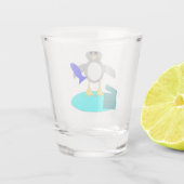 Vrolijk kerstfeest Vissen Penguin Shot Glas (Achterkant)