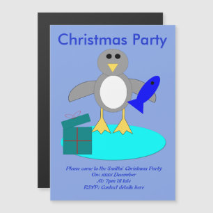 Vrolijk kerstfeest Vissen pinguïn Custom Invitae Magnetische Uitnodiging