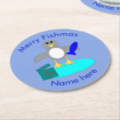 Vrolijk kerstfeest Vist Onderzetters in pinguïn (Gebogen)