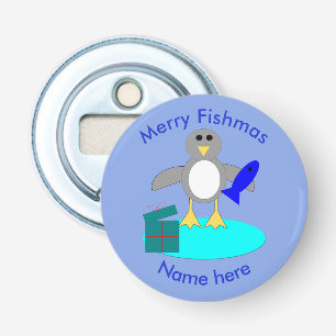 Vrolijk kerstfeest Vist Penguin Bottle Open Button Flesopener