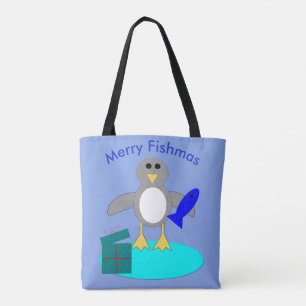 Vrolijk kerstfeest Vist Penguin Canvas tas