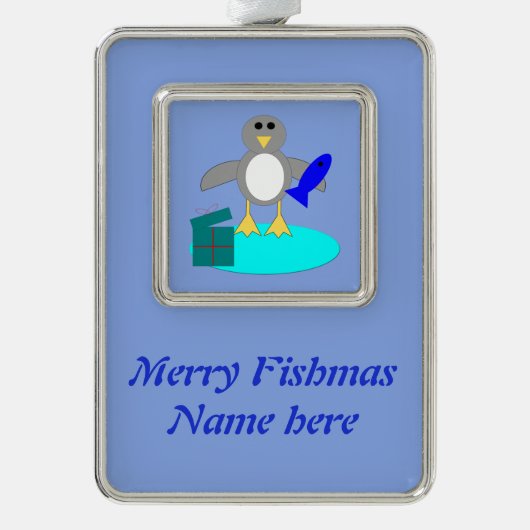 Vrolijk kerstfeest Vist Penguin Custom Ornament (Voorkant)