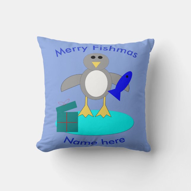 Vrolijk kerstfeest Vist Penguin Custom Pillow Kussen (Voorkant)
