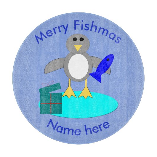 Vrolijk kerstfeest Vist Penguin Cutting Board Snijplank (Voorkant)