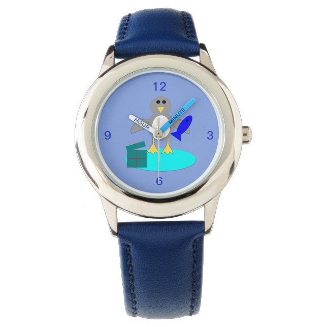 Vrolijk kerstfeest Vist Penguin Kinder Watch Horloge (Voorkant)