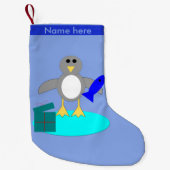 Vrolijk kerstfeest Vist Pinguïn Custom Stocking Kleine Kerstsok (Voorkant)