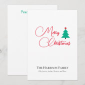 Vrolijk kerstfeest  vlakke vakantie Kaart (Voorkant / Achterkant)