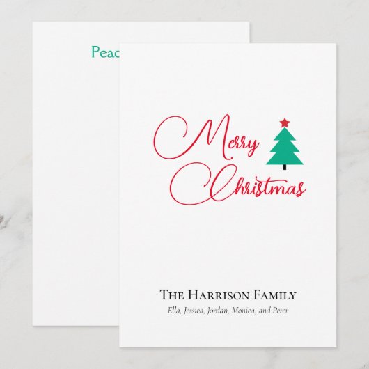 Vrolijk kerstfeest  vlakke vakantie Kaart (Voorkant / Achterkant)