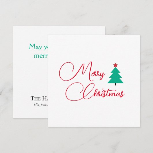 Vrolijk kerstfeest  vlakke vakantie Kaart (Voorkant / Achterkant)