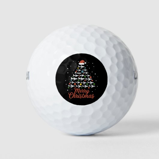 Vrolijk Kerstfeest Vliegtuigboom Vakantie Golfballen (Voorkant)