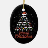 Vrolijk Kerstfeest Vliegtuigboom Vakantie Keramisch Ornament (Voorkant)