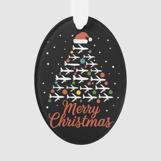 Vrolijk Kerstfeest Vliegtuigboom Vakantie Ornament (voorkant)