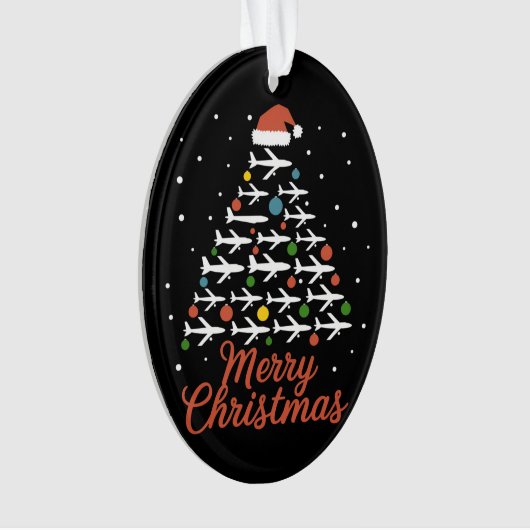 Vrolijk Kerstfeest Vliegtuigboom Vakantie Ornament (voorkant)