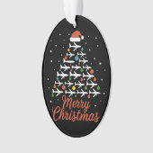 Vrolijk Kerstfeest Vliegtuigboom Vakantie Ornament (voorkant)