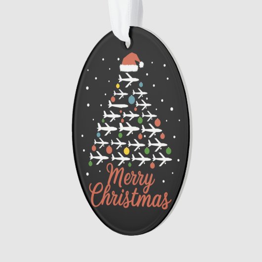 Vrolijk Kerstfeest Vliegtuigboom Vakantie Ornament (voorkant)