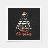 Vrolijk Kerstfeest Vliegtuigboom Vakantie Servet (Voorkant)