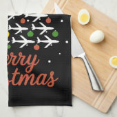 Vrolijk Kerstfeest Vliegtuigboom Vakantie Theedoek (Quarter Fold)