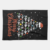 Vrolijk Kerstfeest Vliegtuigboom Vakantie Theedoek (Horizontaal)