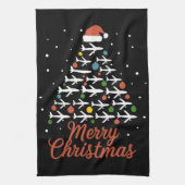 Vrolijk Kerstfeest Vliegtuigboom Vakantie Theedoek (Verticaal)