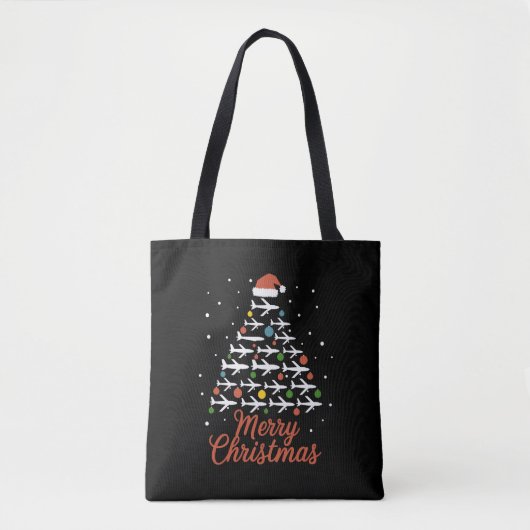 Vrolijk Kerstfeest Vliegtuigboom Vakantie Tote Bag (Voorkant)