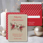 Vrolijk kerstfeest  vlinder Poinsettia Feestdagenkaart