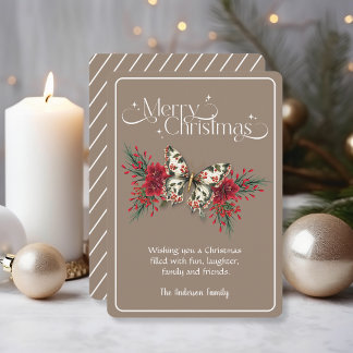 Vrolijk kerstfeest vlinder Poinsettia Feestdagenkaart