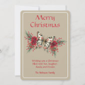 Vrolijk kerstfeest  vlinder Poinsettia Feestdagenkaart (Voorkant)