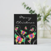 Vrolijk kerstfeest vlinders feestdagenkaart (Staand voorkant)
