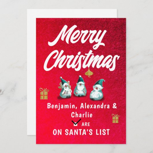 Vrolijk kerstfeest Voeg de kindernaam Cute Funny t Feestdagenkaart (Voorkant / Achterkant)