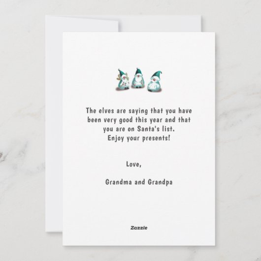 Vrolijk kerstfeest Voeg de kindernaam Cute Funny t Feestdagenkaart (Achterkant)