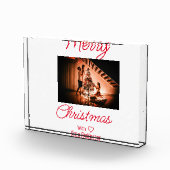 Vrolijk kerstfeest voeg familienaam foto rood eenv (Rechts)