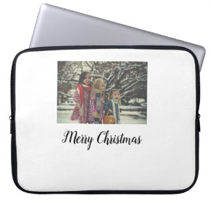 vrolijk kerstfeest voeg foto tekst vakantie aangep laptop sleeve