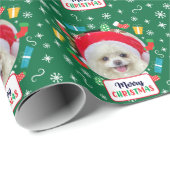 Vrolijk kerstfeest (voeg je eigen foto toe) cadeaupapier (Rol Hoek)