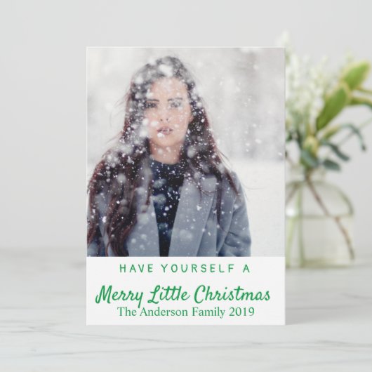 Vrolijk kerstfeest Voeg je eigen foto toe Feestdagenkaart (Staand voorkant)