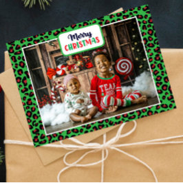 Vrolijk kerstfeest (voeg je eigen foto toe) Leopar Feestdagenkaart