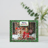 Vrolijk kerstfeest (voeg je eigen foto toe) Leopar Feestdagenkaart (Staand voorkant)