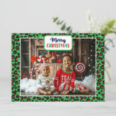 Vrolijk kerstfeest (voeg je eigen foto toe) Leopar Feestdagenkaart (Staand voorkant)
