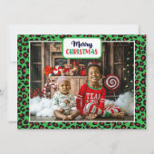 Vrolijk kerstfeest (voeg je eigen foto toe) Leopar Feestdagenkaart (Voorkant)