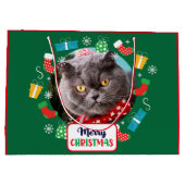 Vrolijk kerstfeest (voeg je eigen foto's toe) Gift Groot Cadeauzakje (Achterkant)