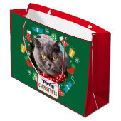 Vrolijk kerstfeest (voeg je eigen foto's toe) Gift Groot Cadeauzakje (Achterkant Gekanteld)