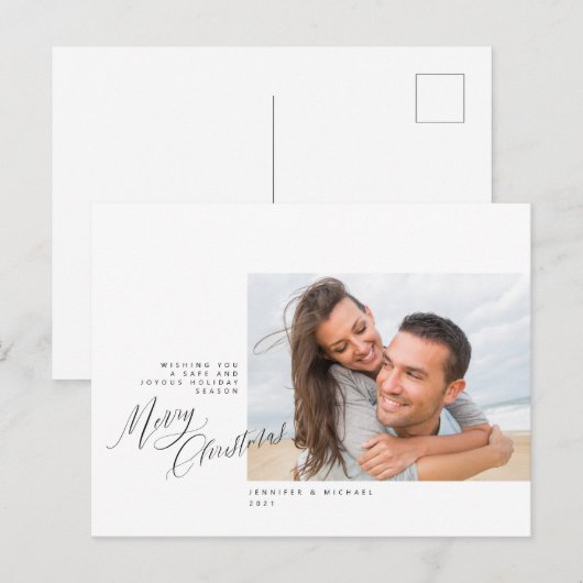 Vrolijk kerstfeest | VOEG JE FAMILIESFOTO-Briefkaa Briefkaart (Voorkant / Achterkant)