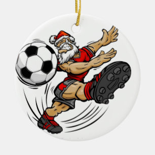 Vrolijk kerstfeest - voetbalkerstman keramisch ornament